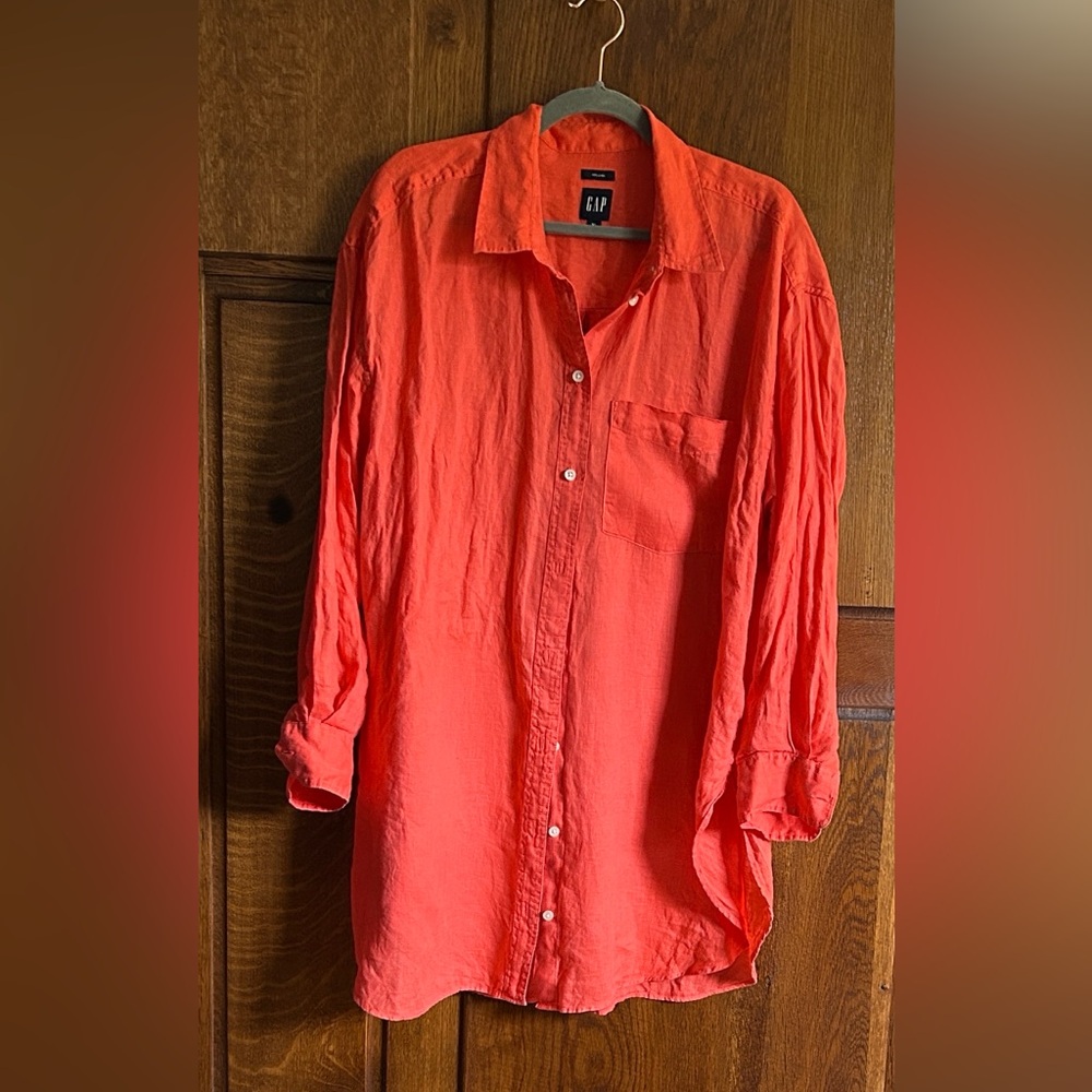 Coral Linen Button-down XL